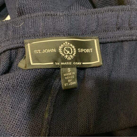 St John Sport Pants Womens Size S Blue Knit Capri Pull On Drawstring Pockets - Picture 6 of 7